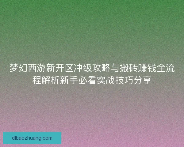 梦幻西游新开区冲级攻略与搬砖赚钱全流程解析新手必看实战技巧分享